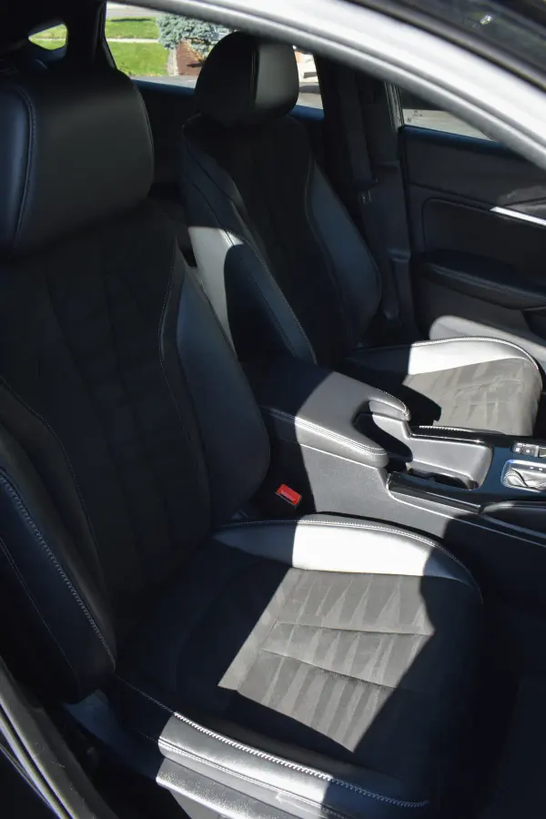 Two-tone Acura Integra seats vacuumed and conditioned