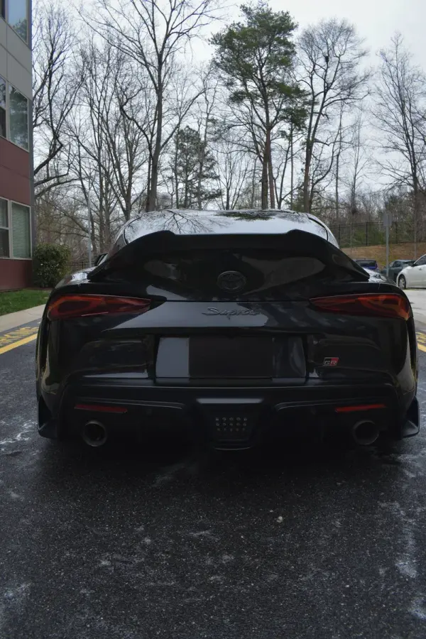 The black Supra from behind, rinsed and dried